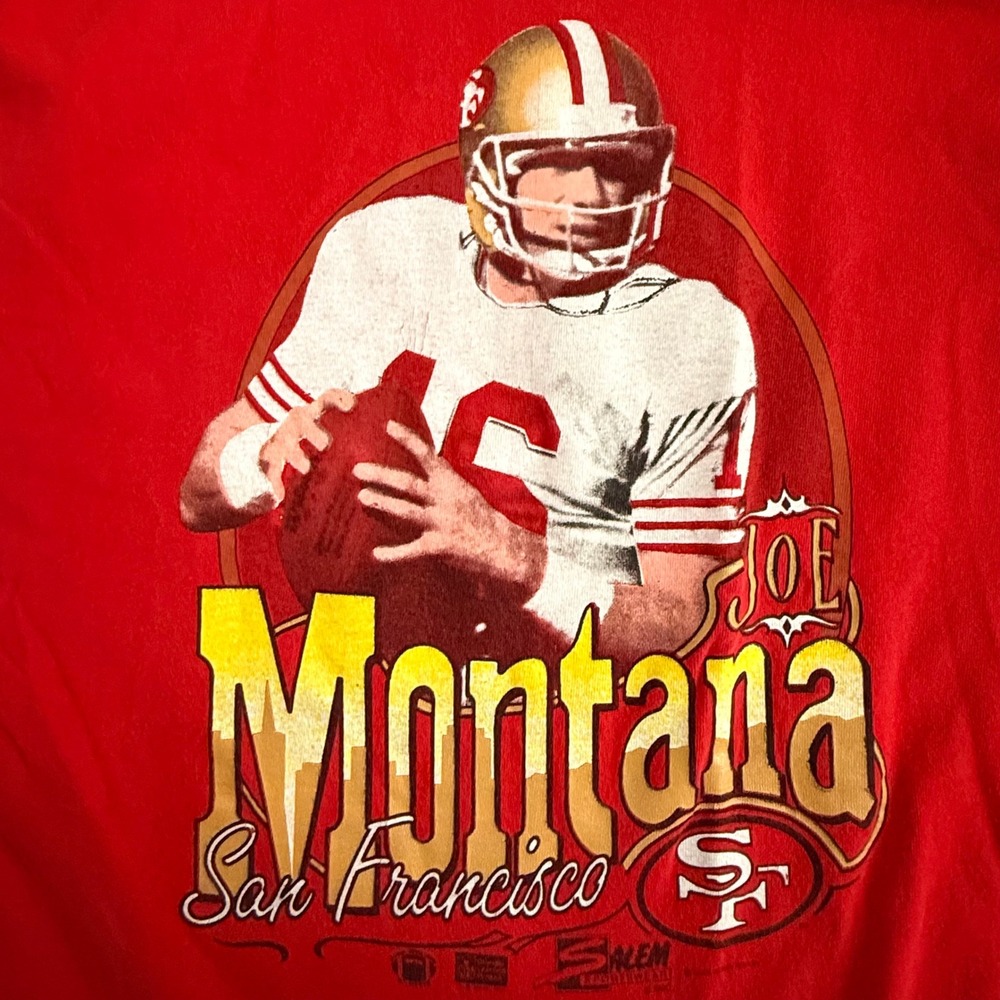 Vintage Joe Montana San Francisco 49ers Single Stitch XL Salem Sportswear 1990